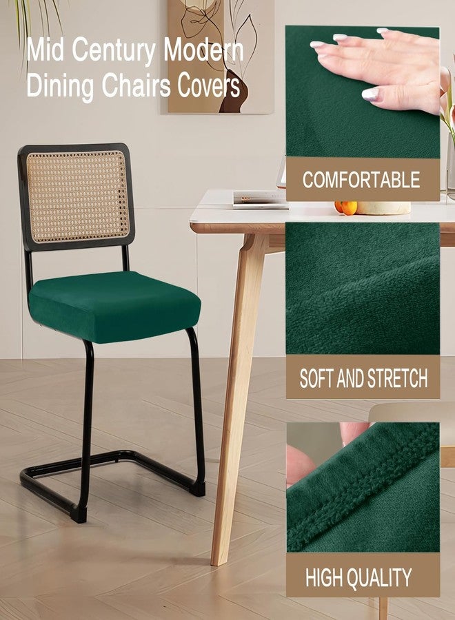 SONNACH Velvet Chair Seat Covers for Mid Century Modern Dining Chairs, Armless Accent Chairs Seat Slipcovers Pack of 4 (Kelly) - Image 3